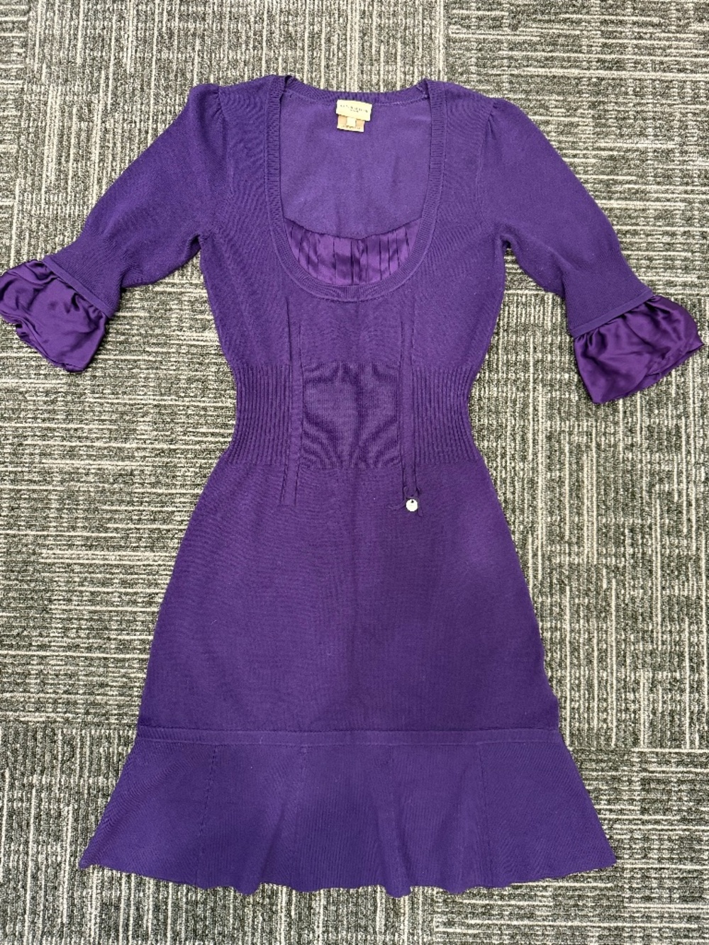 Karen Mullen purple knit dress with pleated waste and bell sleeves #fairycore #p